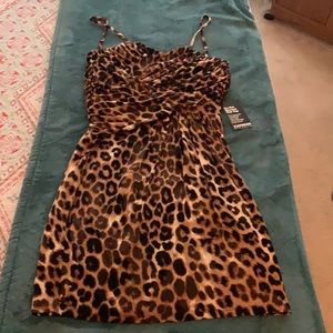 Leopard spaghetti strap/strapless Express dress